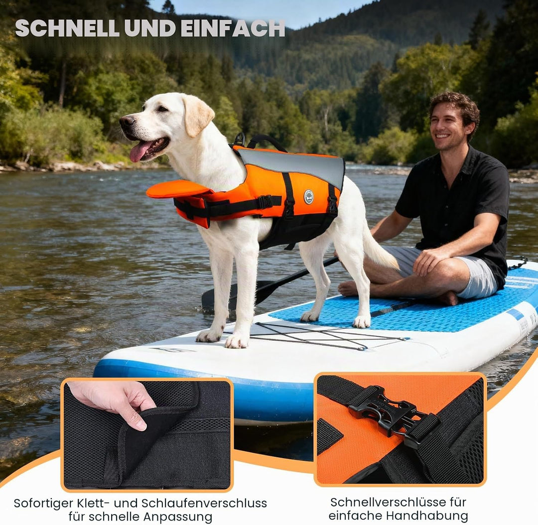 VIVAGLORY Front Float Schwimmweste Hund, Hundeschwimmweste für Bootfahren, Schwimmweste with Kopfstü