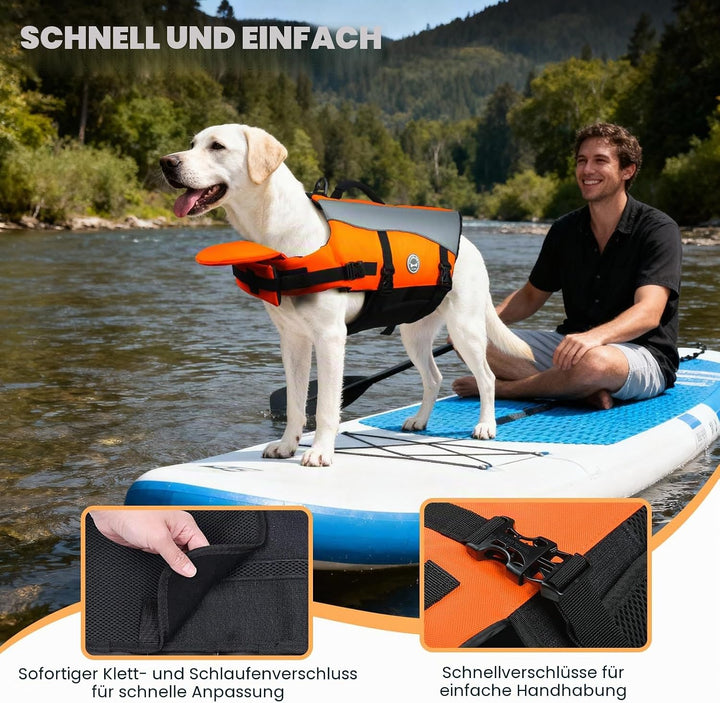 VIVAGLORY Front Float Schwimmweste Hund, Hundeschwimmweste für Bootfahren, Schwimmweste with Kopfstü