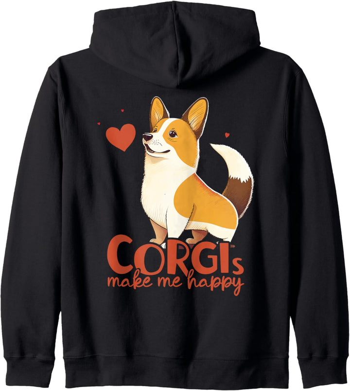 Corgi Hund mit Herz Dekoration, Corgilove. Kapuzenjacke
