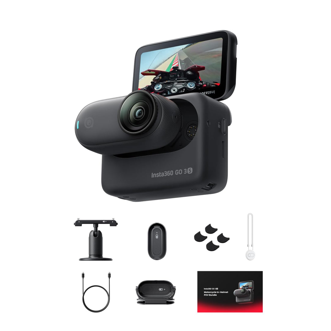 Insta360 GO 3S Helmintegriertes Motorrad-POV-Bundle (Sonderedition)- Tragbare 4K Vlogging-Kamera, Fr