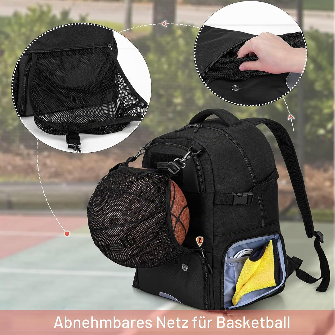 DSLEAF Fussballrucksack, Basketballausrüstungstasche mit separatem, belüftetem Schuhfach für das Tra