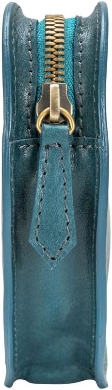 Maxwell Scott Herzförmiges Damen Leder Handtaschenetui MirabellaL in Petrol Blau, Petrol Blau