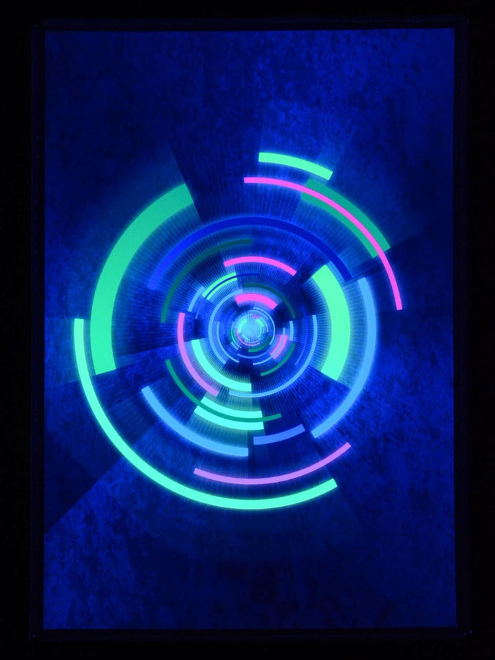 PSYWORK Schwarzlicht Stoffposter Neon | Tunnel Trip | 1,0 x 1,4m | UV-aktiv | fluoreszierend | Wandb