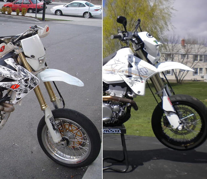 Motorrad Kotflügel Vorne - Weiss - für Supermoto, Motocross, aus Road Bikes