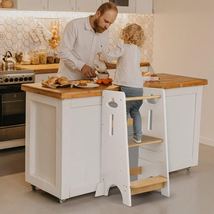 COSYLAND Lernturm ab 1 Jahr - Höhenverstellbarer Learning Tower für Kinder (3-stufig) - Montessori L