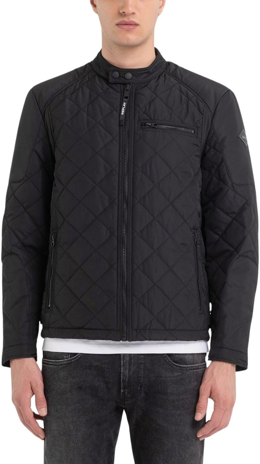 Replay Herren Steppjacke Übergangsjacke ohne Kapuze XS Black 098, XS Black 098