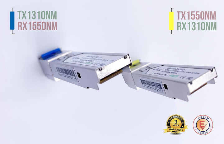 Elfcam® – 2 Stück Modul SFP 1,25G, Anschluss mit Glasfaserkabel Singlemode SC, 1000Base-BX TX 1310nm