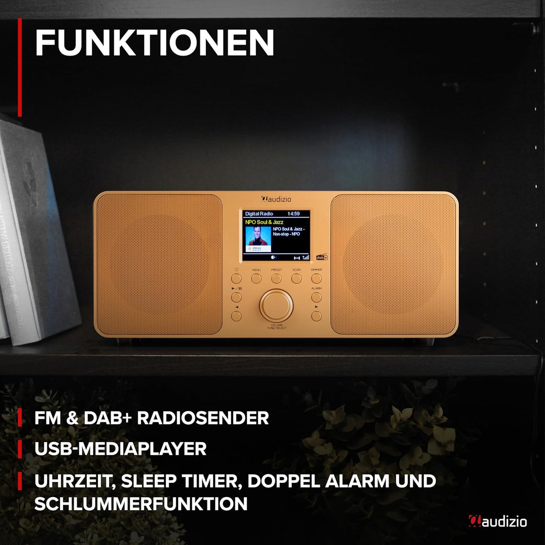 Audizio Genua DAB Radio mit Bluetooth – Stereo DAB Plus Radio mit Fernbedienung, 60 Speicherplätze,