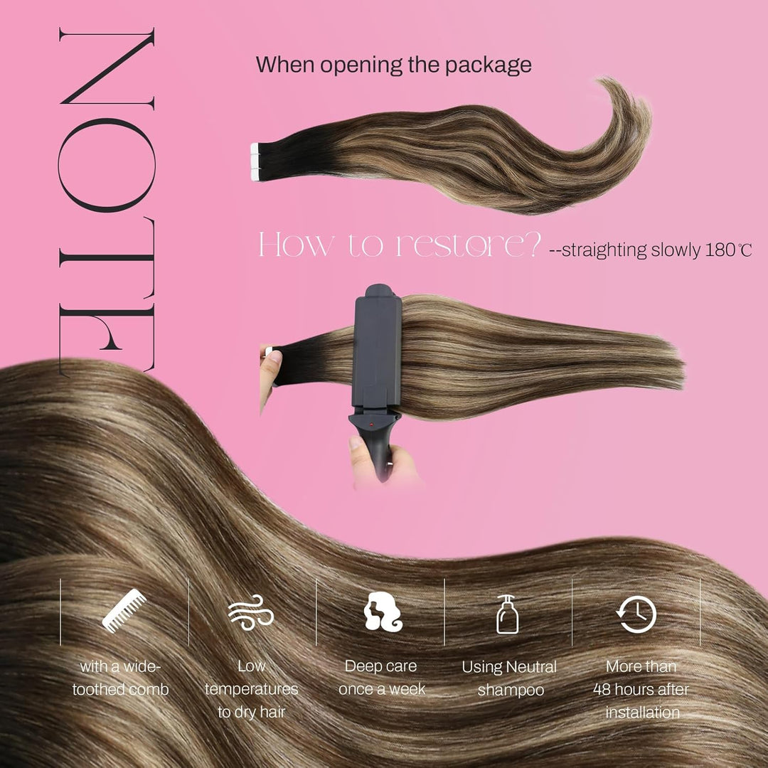 Moresoo Tape in Extensions Echthaar Dunkelbraun Invisible Tape Extensions Haarverlängerung Echthaar
