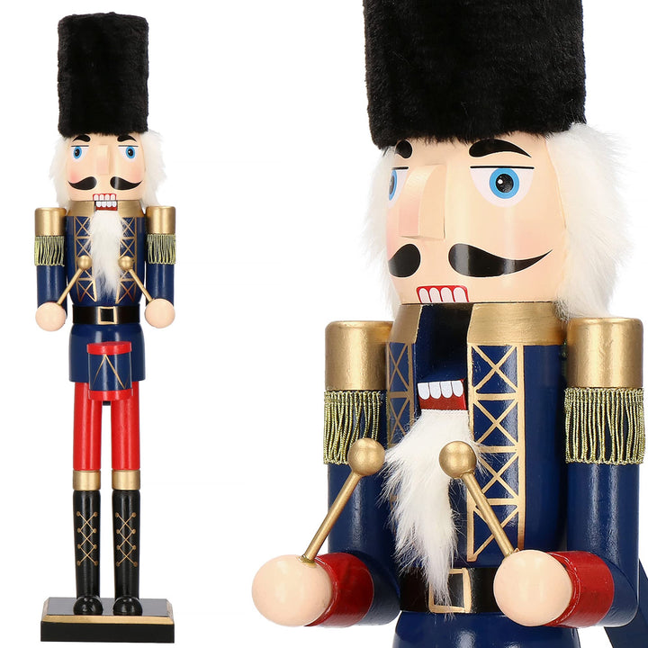 SPRINGOS Nussknacker Figur mit Trommler Kosakenmütze Dekofigur aus Holz 14 x 61 cm 61 cm Soldat M.tr