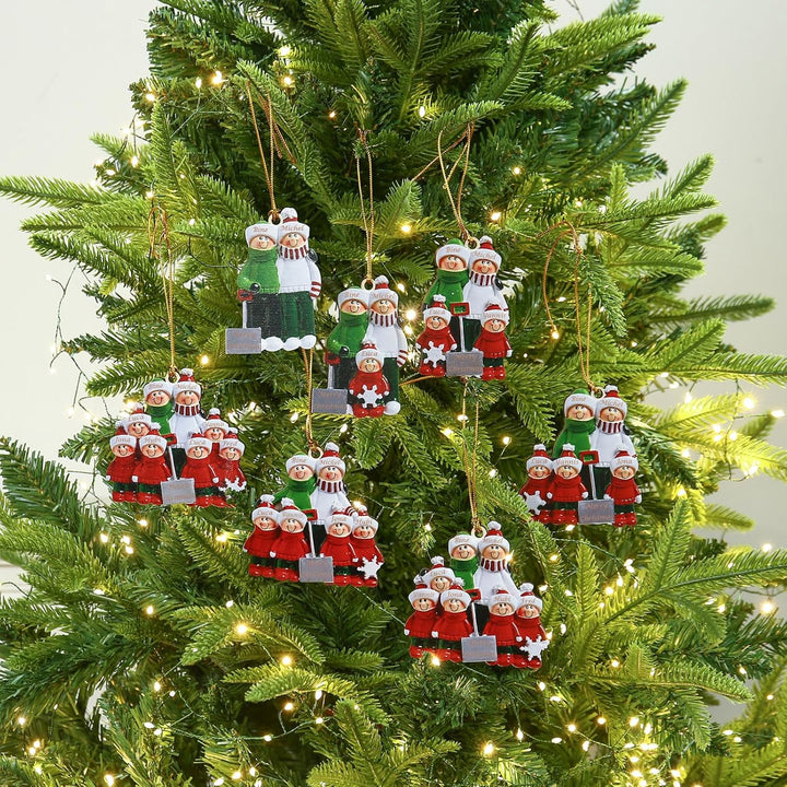 lorajewel Personalisierte Weihnachtsschmuck Anhänger mit 2/3/4/5/6/7/8 Familiennamen Weihnachtsbaum