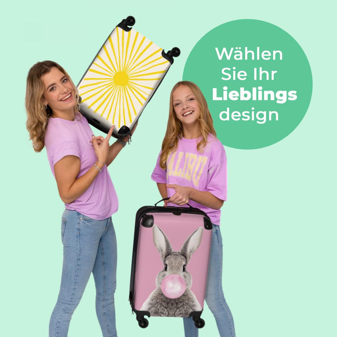 NoBoringSuitcases.com® Koffer Handgepäck Trolley Rollkoffer Kleine Reisekoffer mit 4 Rollen - Sonne