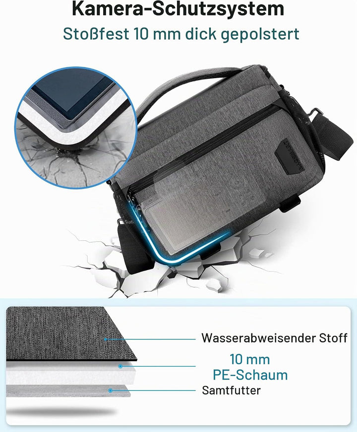 bagsmart SLR DSLR Kameratasche Wasserdicht Fototasche für Spiegelreflexkamera mit Regenhülle, Kleine