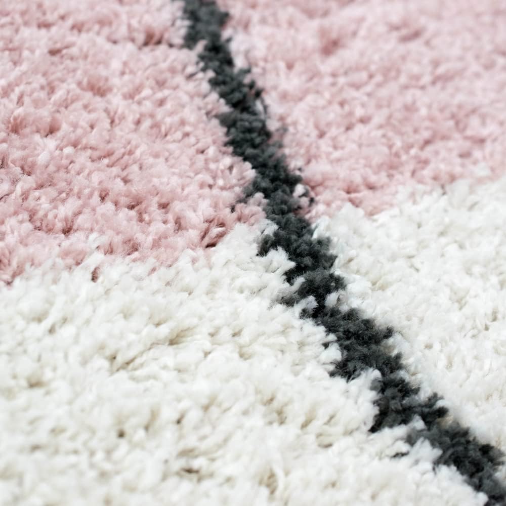 Teppich-Traum Schlafzimmer Designerteppich mit abstrakt-modernen Formen in schwarz rosa, Grösse 200