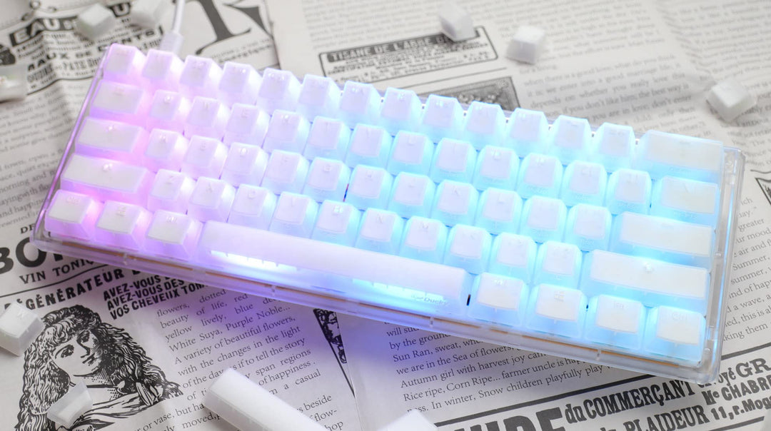 Ducky One 3 Aura White Mini Gaming Tastatur, RGB LED - MX-Speed-Silver (US) Black, Black