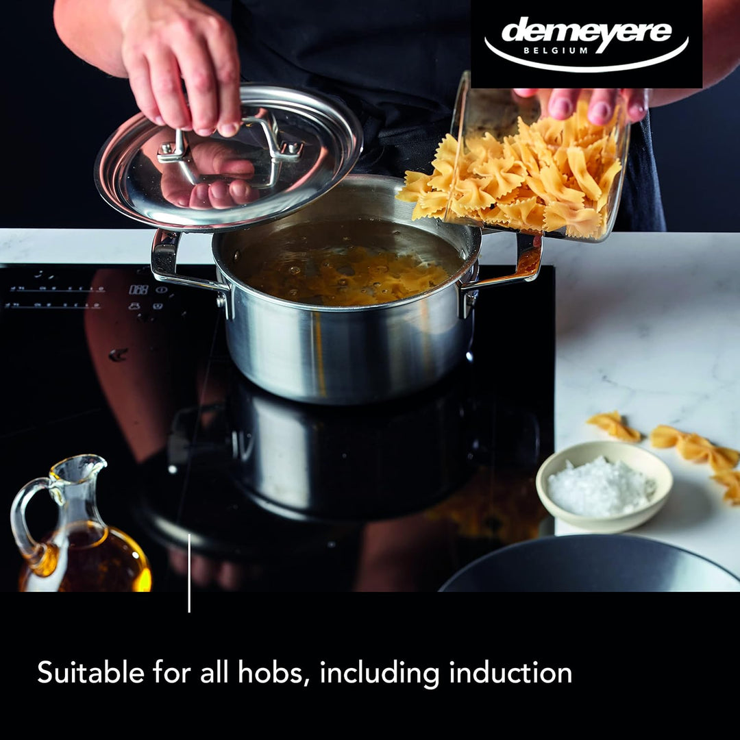 Demeyere Essential 5 Hochwertiger Kochtopf fuer Induktion und alle anderen Herdarten, Topf mit Decke