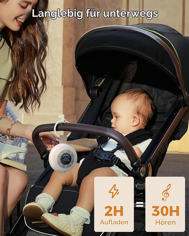 Glocusent Nachttischlampe Baby &amp; White Noise Machine mit 62 Sounds &amp; 9 Farben, Bluetooth, 2000mAh Ak
