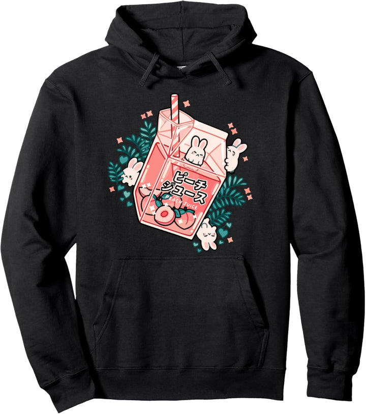90s Japanese Kawaii Peach Milk Juice Aesthetic Pullover Hoodie