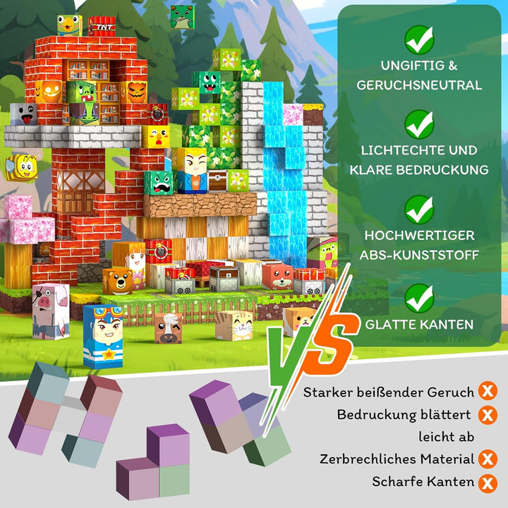 Magnetische Bausteine 330 PCS 2CM Magnetbausteine für Kinder ab 3 Jahre Blocks, Montessori Spielzeug