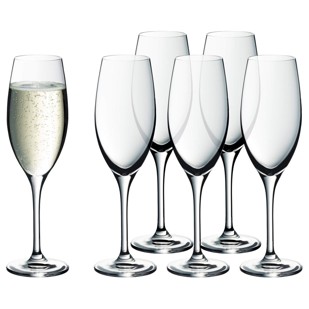 WMF Easy Plus Champagner-/ Sektgläser Set 6-teilig, 250ml, Kristallglas, spülmaschinenfest, transpar