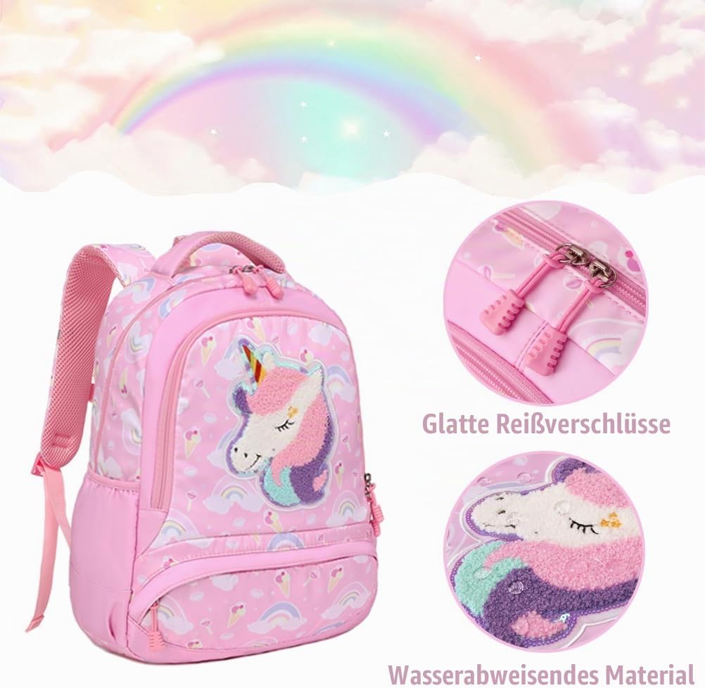 Schulrucksack Kinder Mädchen Grundschule Schultaschen Sets für Mädchen Kinderrucksack Daypack Gross