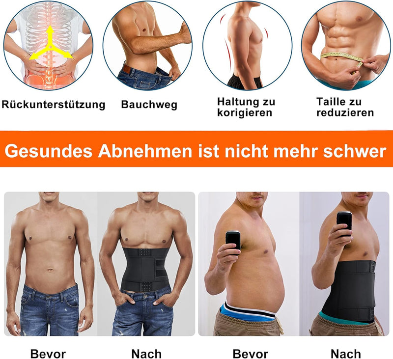 Bingrong Bauchweggürtel Schwitzgürtel für Herren Verstellbare Neoprene Sauna Fitnessgürtel Sport Tra