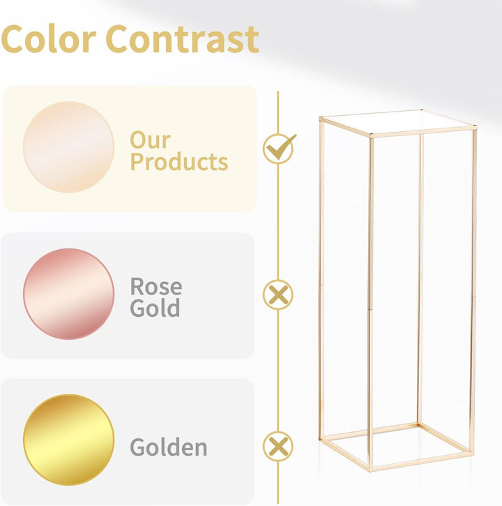 Nuptio Gold Hochzeit Tafelaufsätze für Tische mit Acrylplatte - 3 Stück Hohe Goldene Vase für Tafela