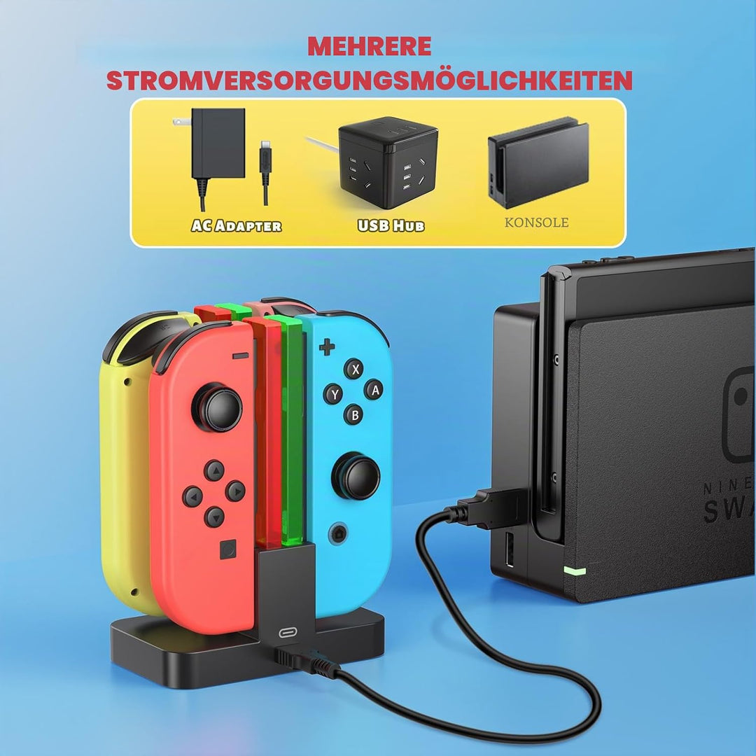 FASTSNAIL Ladestation für Switch Controller, Ladestation Kompatibel mit Nintendo Switch&Switch OLED，