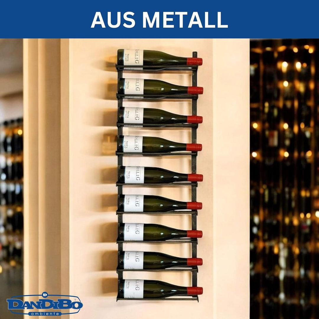DanDiBo Weinregal Wand Metall Schwarz 240402 Flaschenregal Schmal Wandmontage Wine Rack Weinflaschen