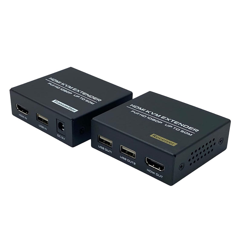 HDMI KVM USB Extender Over IP Cat5e/6, 1080P@60Hz HDMI Extender USB 50m mit Loop Out Funktion, Suppo