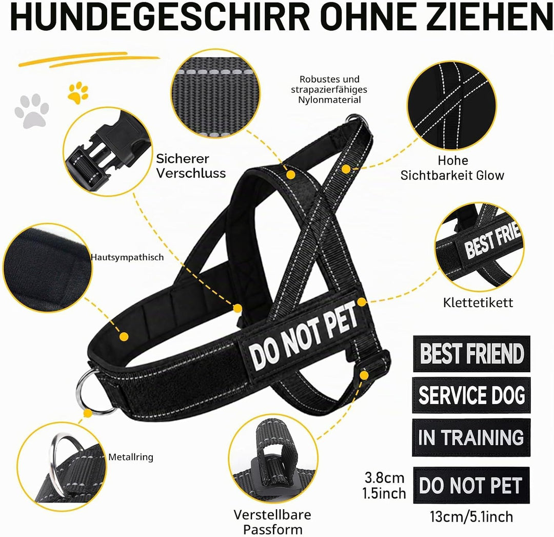 Anti Zug Hundegeschirr mit Leine, Sicheres Brustgeschirr für Leine für grosse mittelgrosse Hunde mit