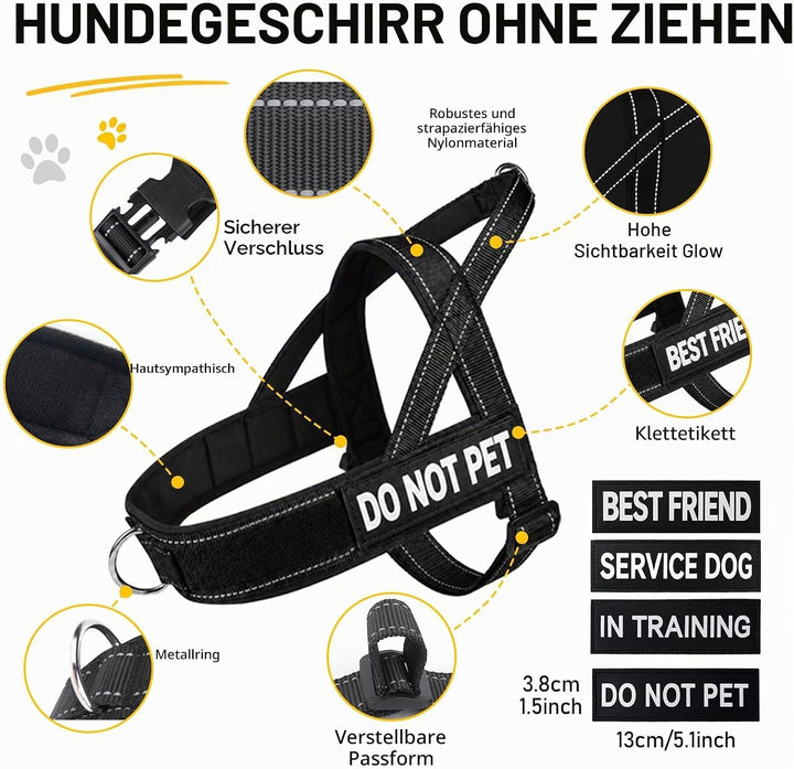 Anti Zug Hundegeschirr mit Leine, Sicheres Brustgeschirr für Leine für grosse mittelgrosse Hunde mit
