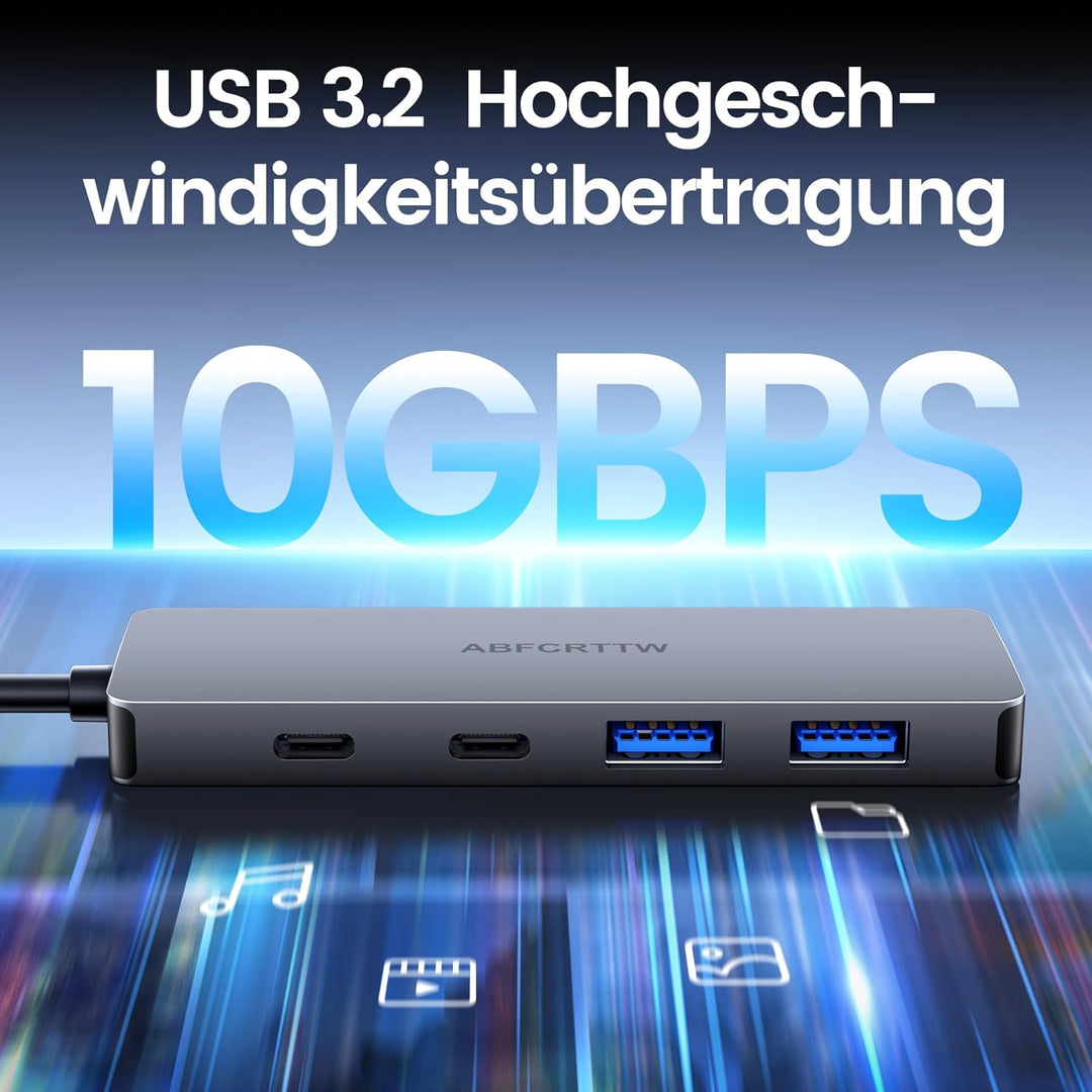 USB C Hub 10Gbps, 4-Port USB C Splitter für Desktop, USB 3.2 Hub mit 120cm Kable, USB C Verteiler fü