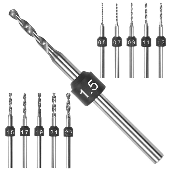 ARROWMAX PCB Bohrer Set, Grössenmarkierung, 0.5mm-2.3mm, 2.35mm Schaft, Hartmetall Mikrobohrer, Loch