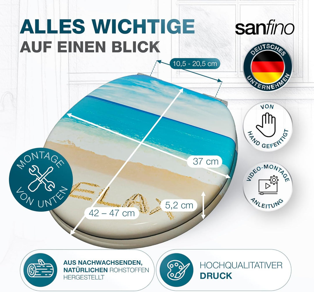Premium WC Sitz mit Absenkautomatik – hochwertige Toilettendeckel aus Holz, viele bunte Motive, hohe