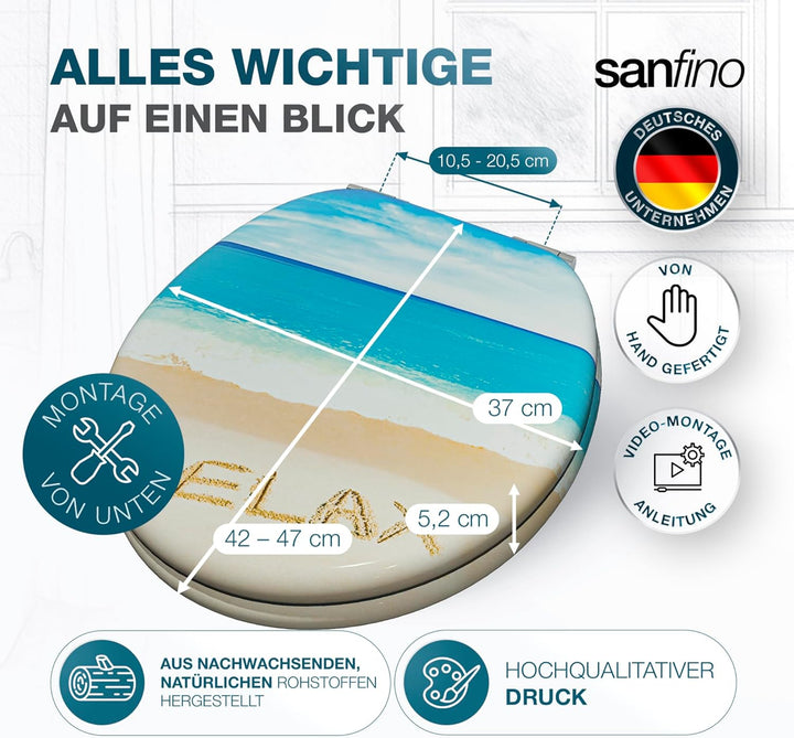 Premium WC Sitz mit Absenkautomatik – hochwertige Toilettendeckel aus Holz, viele bunte Motive, hohe