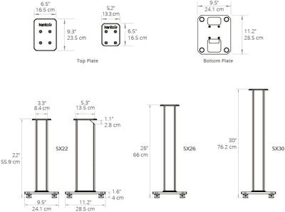 Kanto SX22 Universal Fillable Speaker Floor Stands for Bookshelf Speakers | 22" Tall | Dedicated Cab