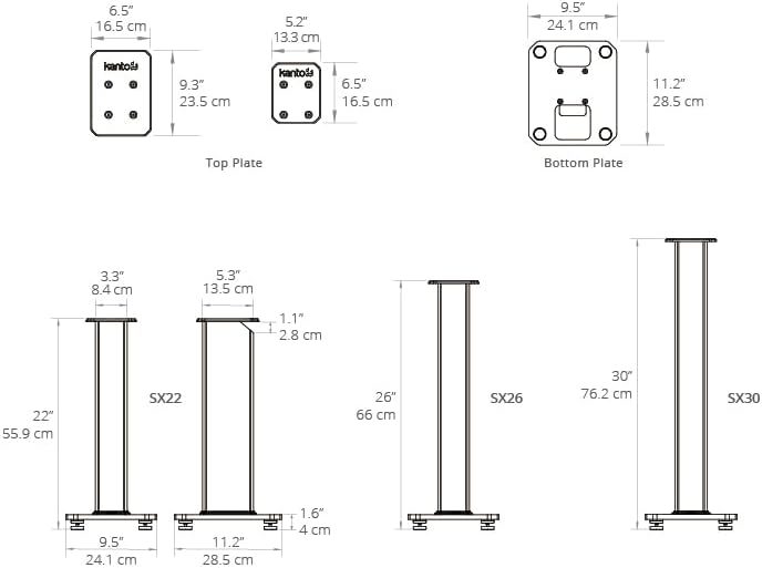 Kanto SX22 Universal Fillable Speaker Floor Stands for Bookshelf Speakers | 22" Tall | Dedicated Cab