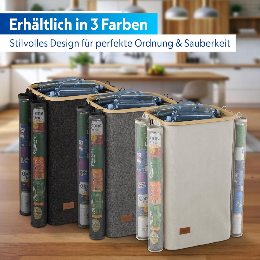 Pfandflaschen Sammelbehälter mit Deckel und Kordelzug - 100L, 1 Fach, 2x Tragetasche für PET Flasche