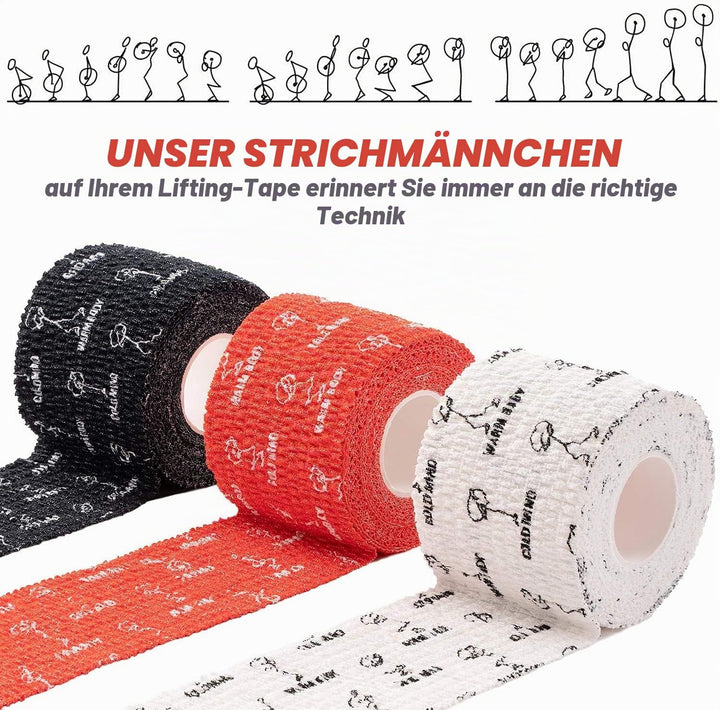 WARM BODY COLD MIND Hook Grip Tape für Gewichtheben - Lifters Baumwolle Thumb Tape für Powerlifting,