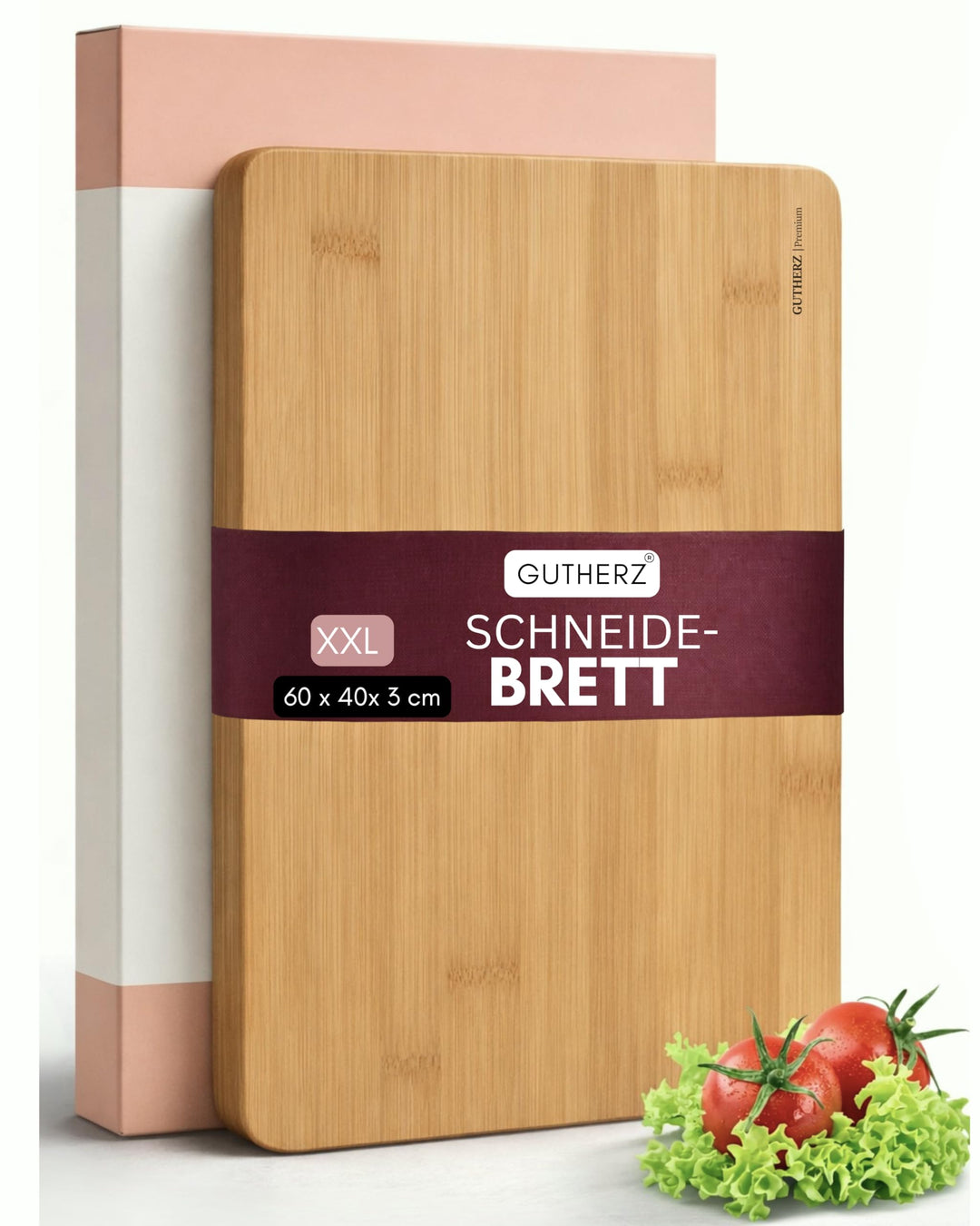 Schneidebrett aus schönem Bambus | XXL -ohne Farbe oder Lack | 60 x 40 x 3 cm | Gross & Natürlich |
