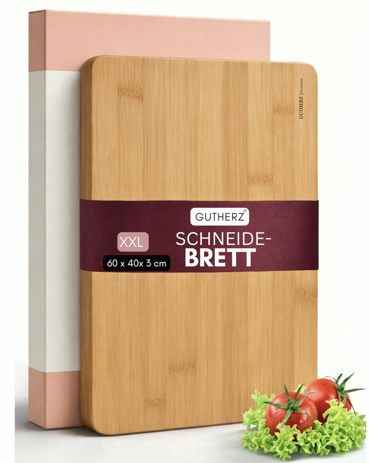 Schneidebrett aus schönem Bambus | XXL -ohne Farbe oder Lack | 60 x 40 x 3 cm | Gross & Natürlich |