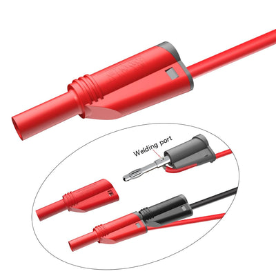 Cleqee 30 Stück Bananenstecker Silikon Testleitungen-Set, 4 mm vollständig isoliert, Sicherheitsumma