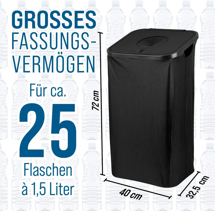 EASYmaxx Pfandflaschen Sammelbehälter 80 l inkl. Türhaken & 2 herausnehmbare Tragetaschen | Flaschen