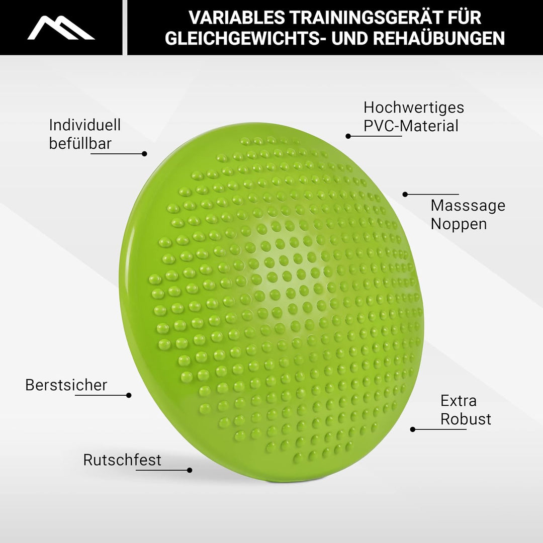 MSPORTS Ballsitzkissen inkl. Pumpe und Übungsposter | ca. 32 cm Durchmesser mit Noppenoberfläche - i