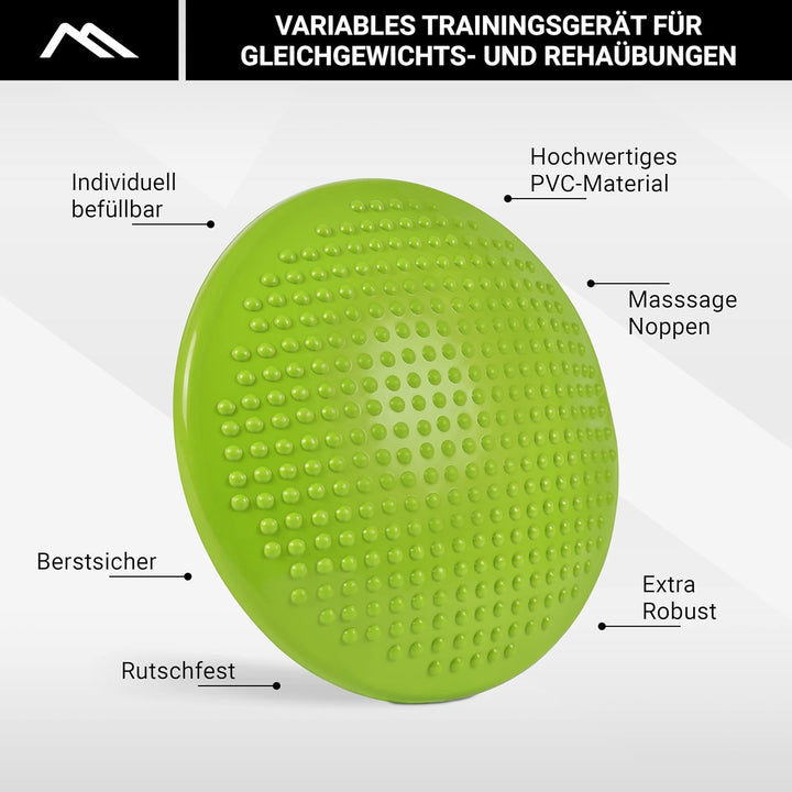 MSPORTS Ballsitzkissen inkl. Pumpe und Übungsposter | ca. 32 cm Durchmesser mit Noppenoberfläche - i
