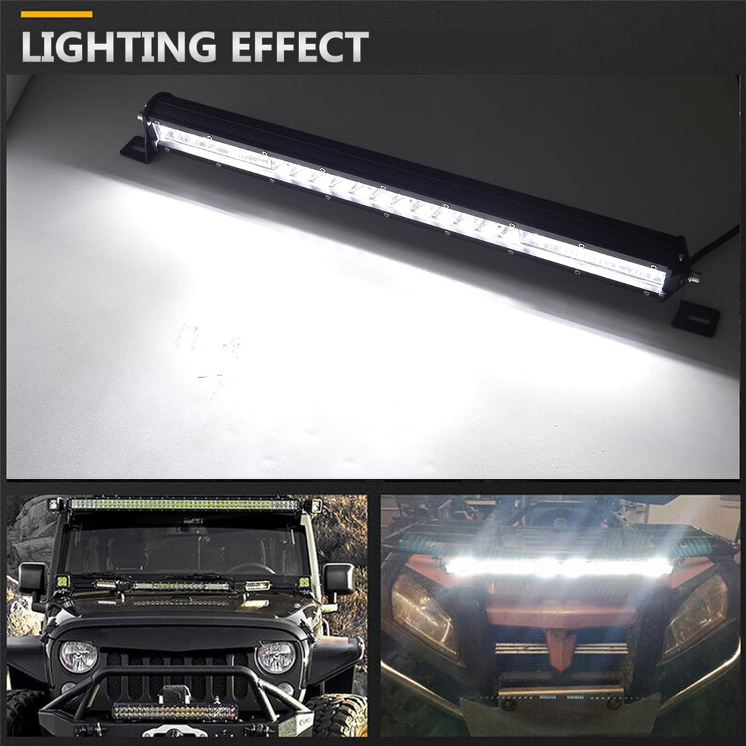PICAA 24 Zoll 216W LED Lightbar Mit Kabelbaum Kit 12V, 6000K Weiss LED Lichtbalken Arbeitsscheinwerf