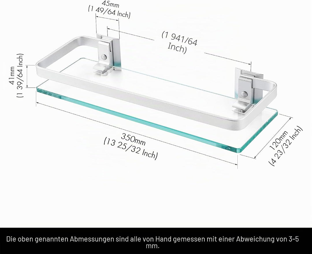 KES Duschablage Glas Duschregal Glasregal 8mm Ablage Bad Glasablage für Badezimmer Wandregal Badrega