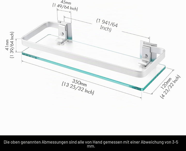 KES Duschablage Glas Duschregal Glasregal 8mm Ablage Bad Glasablage für Badezimmer Wandregal Badrega