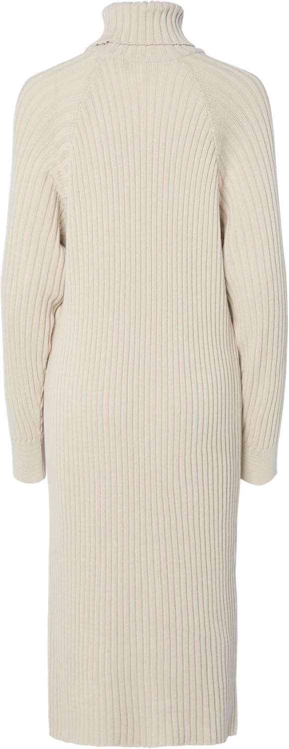 YAS Damen Yasmavi Knit Midi Rollneck Dress S. Noos Strickkleid, XS Birch